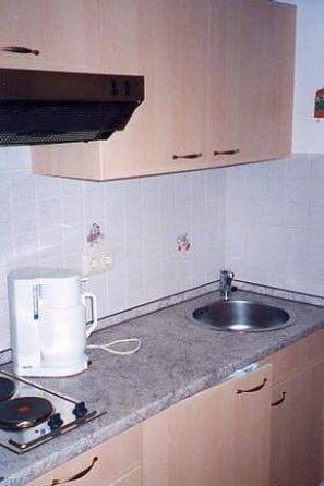 Fridge, cookware/dishes/utensils