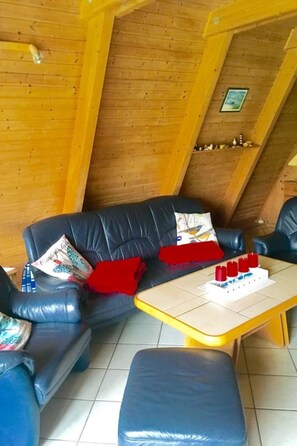 TV, fireplace - Spitzdachferienhaus mit Schwedenofen und Garten by Interhome (Damp)