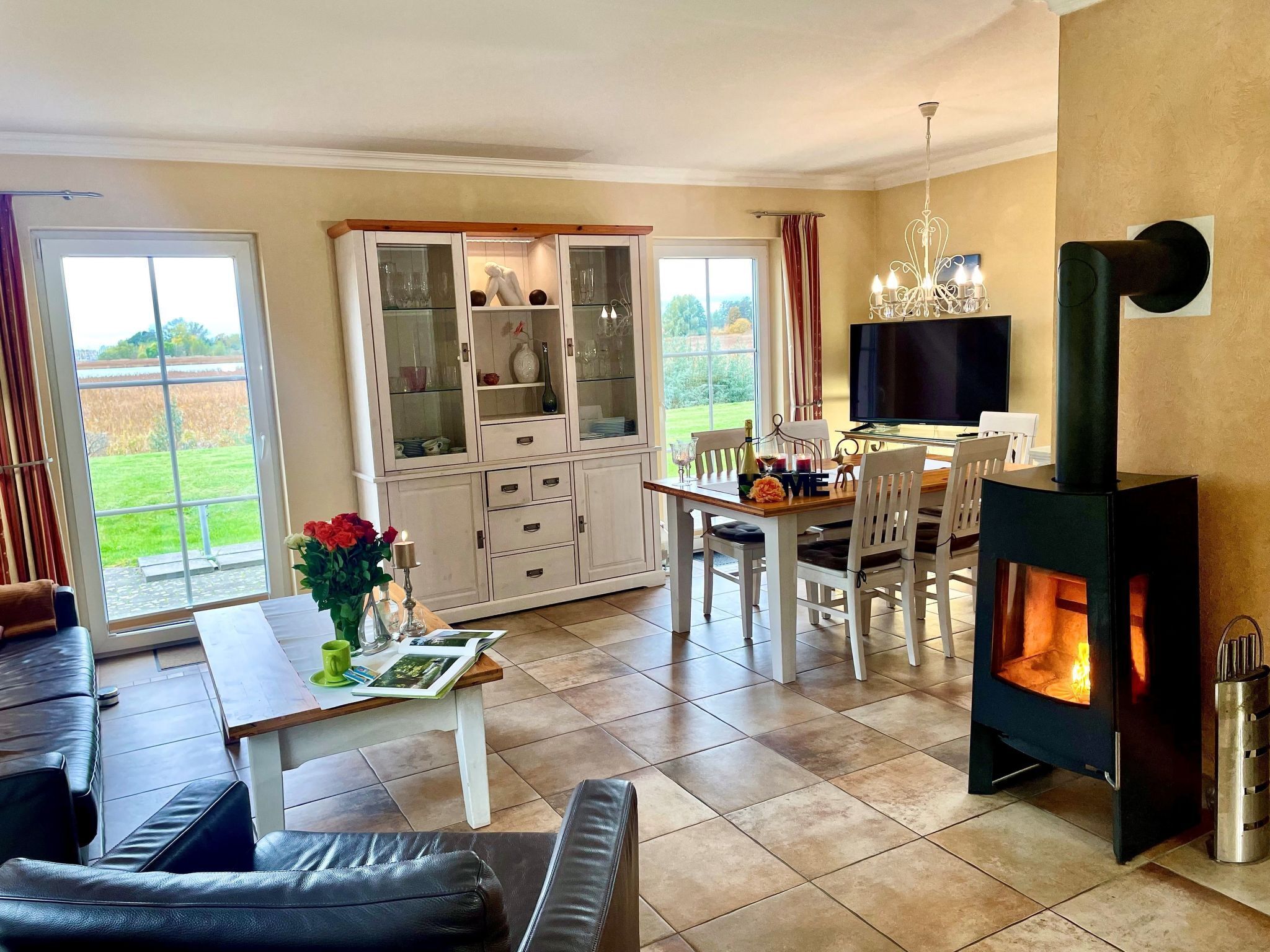 壁爐、DVD 播放機