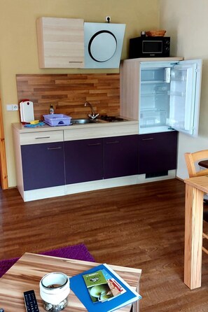 Fridge, microwave, cookware/dishes/utensils - Apartment FeWo4 by Interhome (Born)