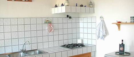 Fridge, oven, cookware/dishes/utensils