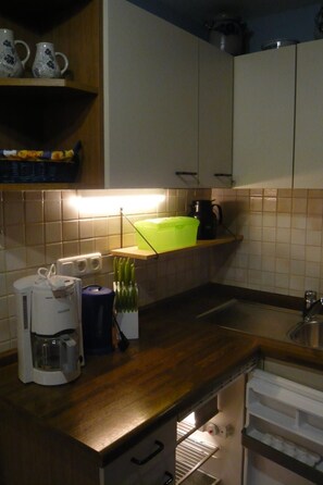 Kühlschrank, Mikrowelle, Ofen, Kochgeschirr/Geschirr/Besteck