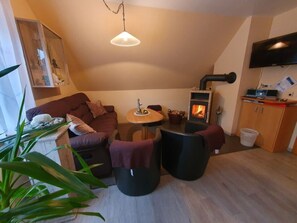 Fernseher, Kamin, DVD-Player