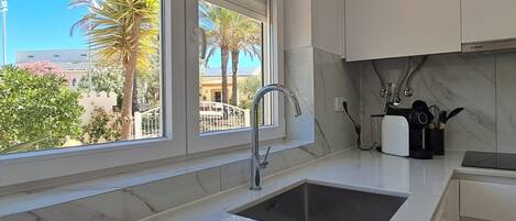 Fridge, microwave, oven, dishwasher