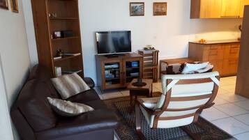 Una televisión, un reproductor de DVD