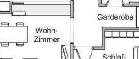 A 2-room apartment layout with a kitchen, entrance, living room, bedroom, bathroom, and balcony.
