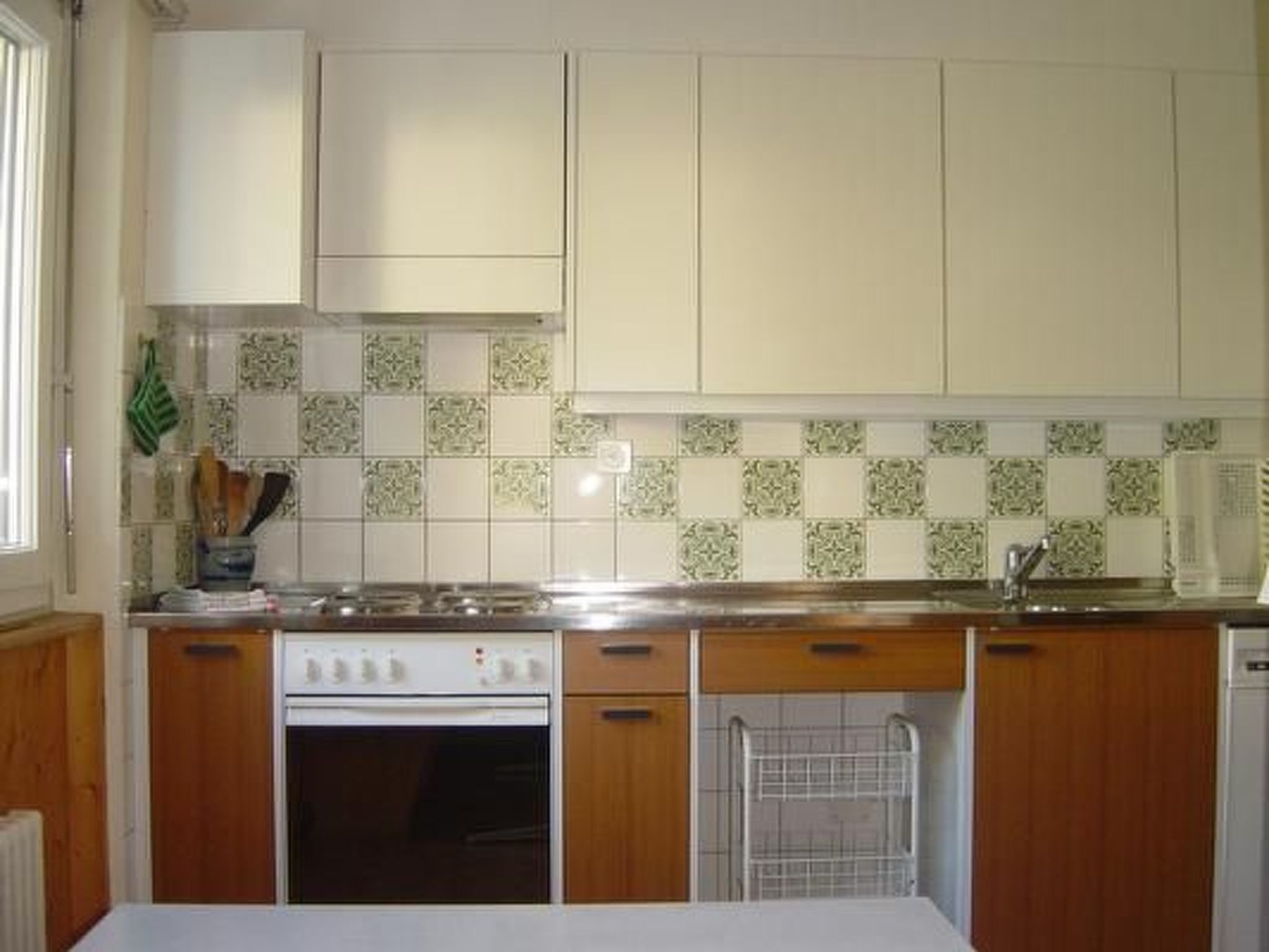 Fridge, oven, dishwasher, cookware/dishes/utensils