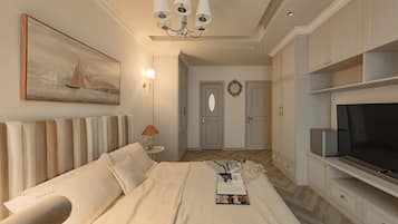 Departamento familiar, habitaciones conectadas | Sábanas de algodón egipcio, ropa de cama de alta calidad y edredón