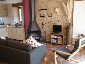 Fernseher, Kamin, DVD-Player