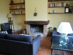 Fernseher, Kamin, DVD-Player