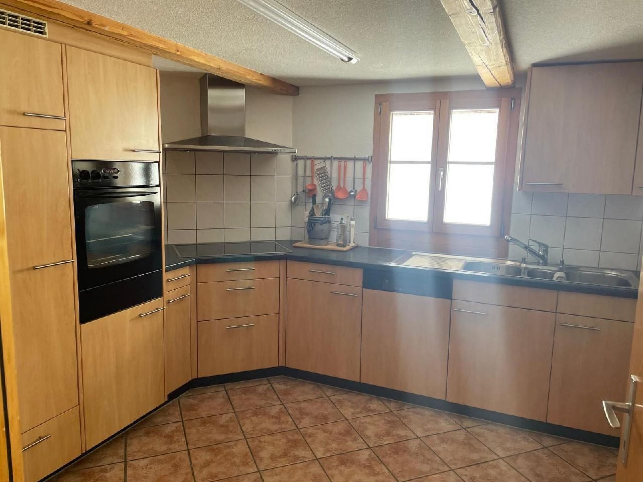 Fridge, oven, dishwasher, cookware/dishes/utensils