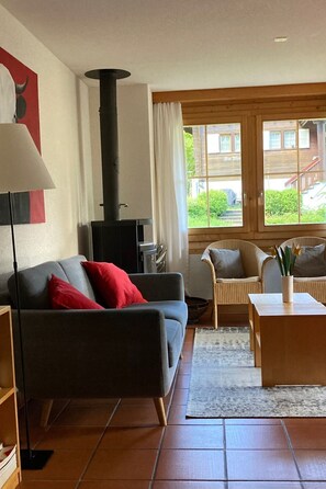 Fernseher, Kamin, DVD-Player
