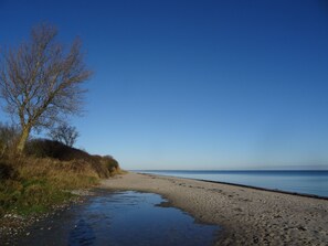 A beach with a clear sky, a sandy shore, and a tree on the left. - Das Meerchenhaus by Interhome (Gelting)
