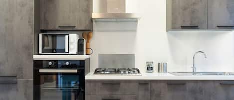 Fridge, microwave, oven, dishwasher