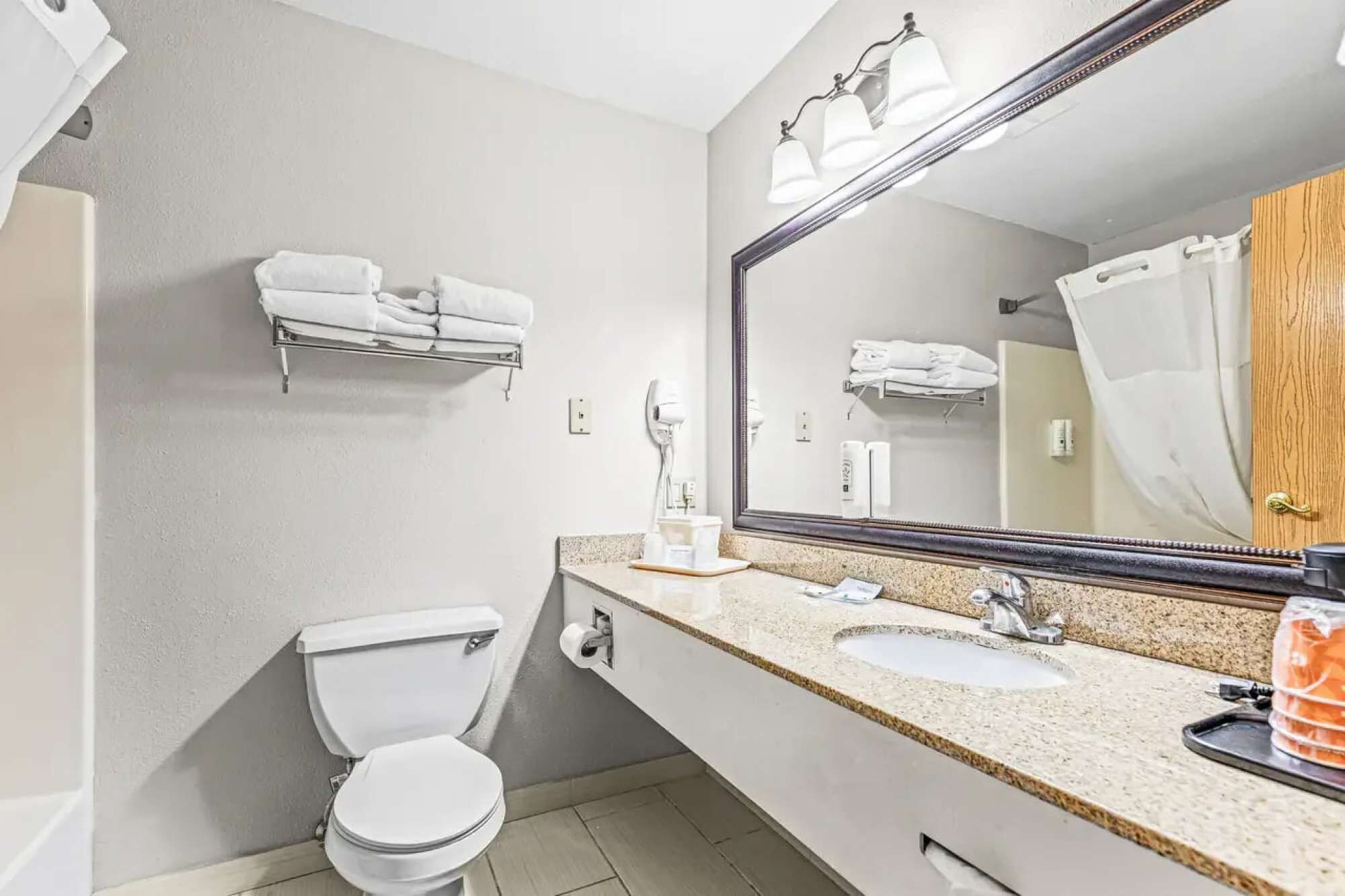 Hair dryer, towels