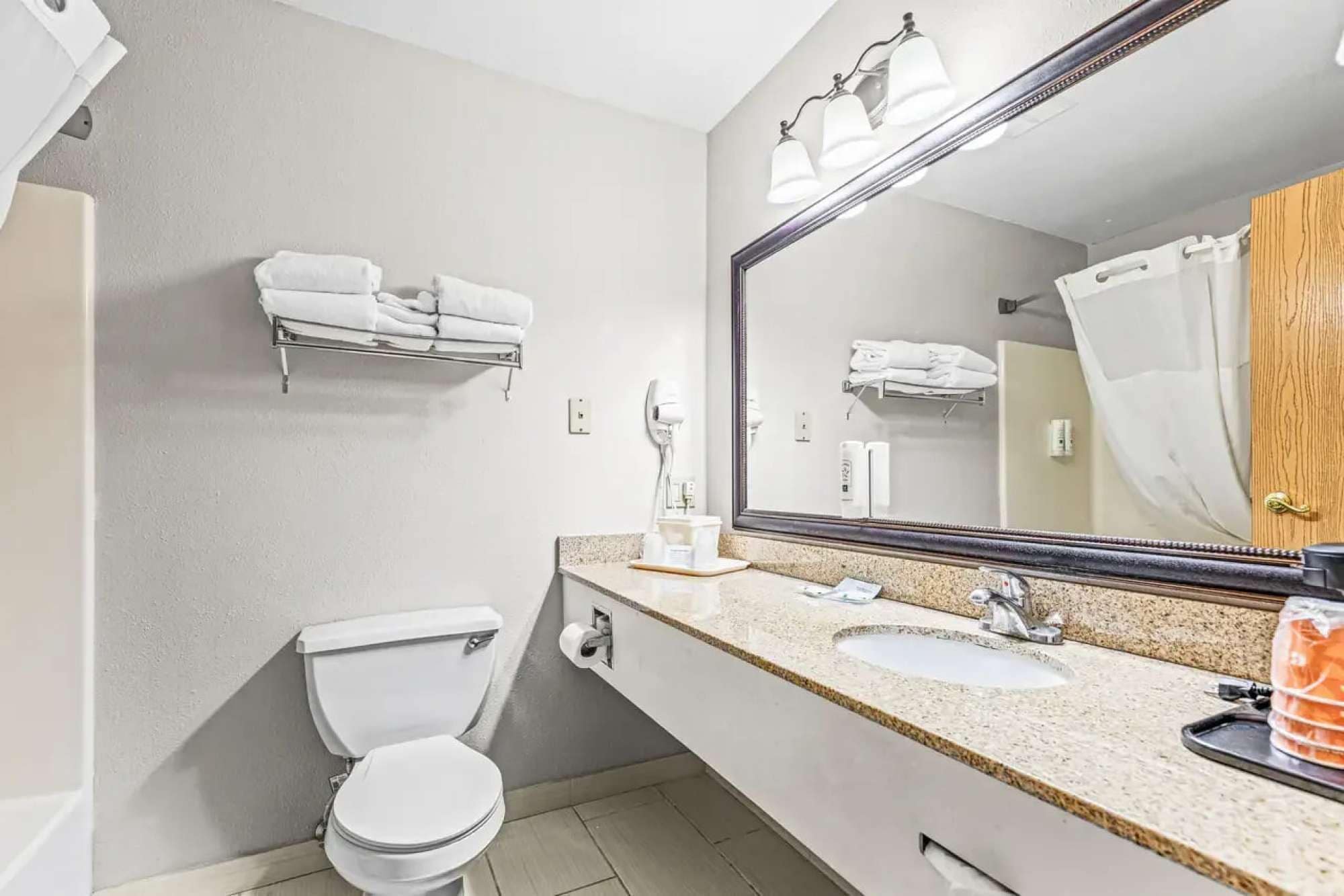 Hair dryer, towels