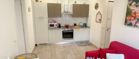 Frigorífico, microondas, horno y lavavajillas