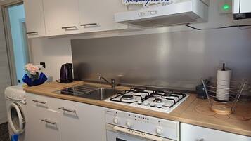 KĂŒhlschrank, Mikrowelle, Ofen, Kochgeschirr/Geschirr/Besteck