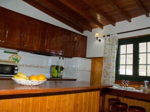 Kylskåp, mikrovågsugn, ugn och grytor/köksredskap