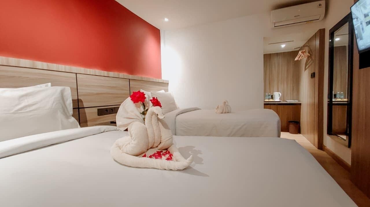 Habitación Deluxe con 2 camas individuales | Escritorio, espacio para trabajar con un portátil, wifi gratis