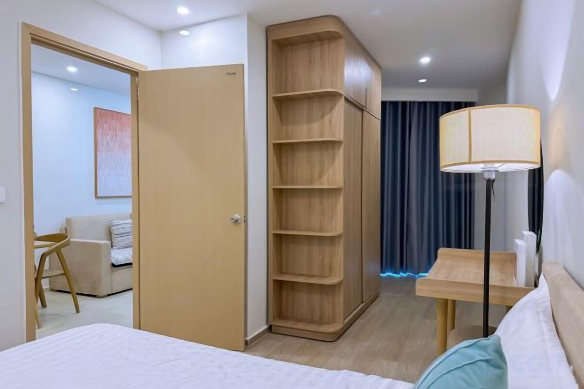 Premium bedding, desk, blackout curtains, iron/ironing board
