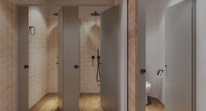 Shower, hair dryer, toilet paper - My Rooms Hostel Las Salas. Albergue (Las Salas)