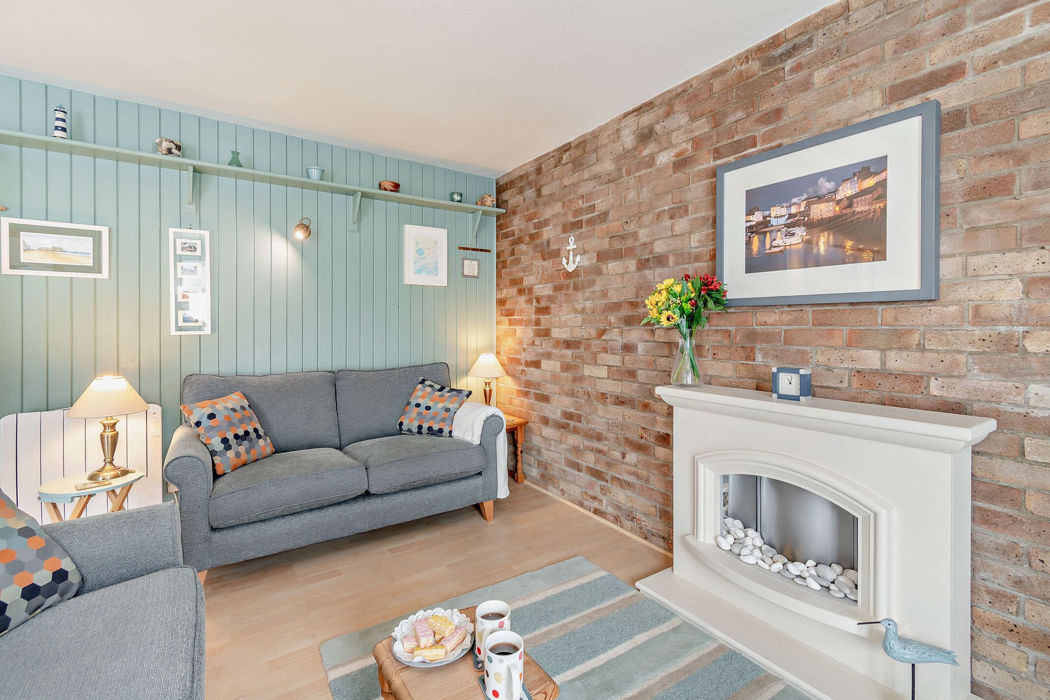 TV connectée, cheminée, lecteur de DVD