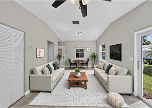Living area - Cozy Cottage in Poinsettia Heights - Private, Stylish, and Minutes to Las Olas (Fort Lauderdale)