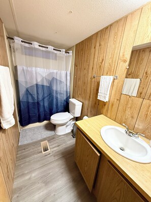 Serviettes fournies, papier toilette