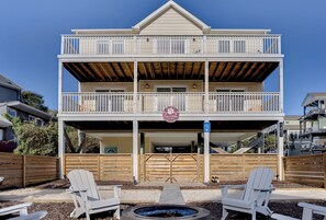 Terrace/patio - 2nd Row, Ocean Views, Steps to Beach, Fire Pit! (Surf City)