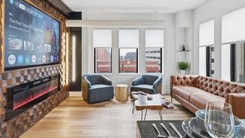 TV, fireplace, stereo, offices