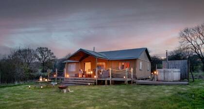 Dog friendly glamping stay, Treecreeper, Kittisford Barton with hot tub