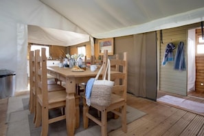 Dining - Dog friendly glamping stay, Treecreeper, Kittisford Barton with hot tub (Wellington)