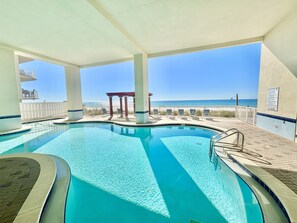 Indoor pool, a heated pool - Beachfront Studio w/ Bunks Sleeps 4 at Majestic! (Panama City Beach)