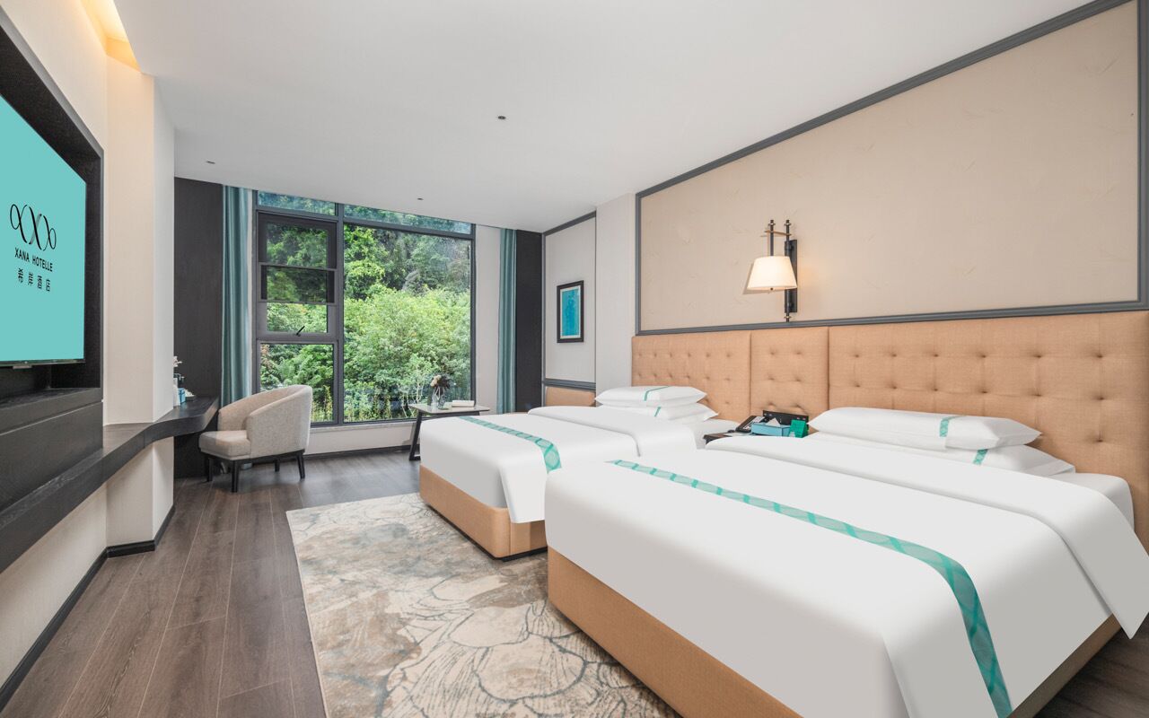 Down duvets, memory-foam beds, desk, laptop workspace