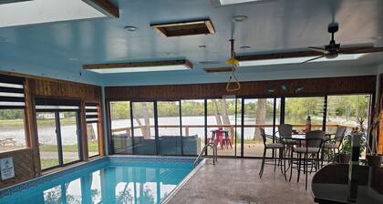 The brief escape with saltwater pool and working fireplaces.