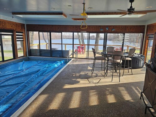 The brief escape with saltwater pool and working fireplaces.