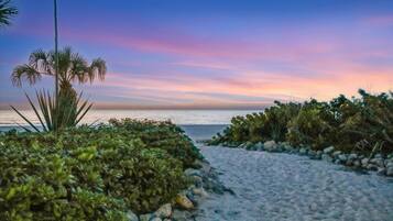 On the beach, white sand