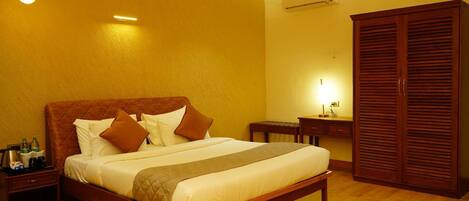 Premium bedding, down comforters, blackout drapes, soundproofing