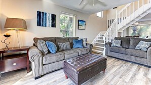 House, 3 Bedrooms, Balcony | Living room - Beautiful 3 Bedroom 2 Bathroom Home Steps From the Beach (Holmes Beach)