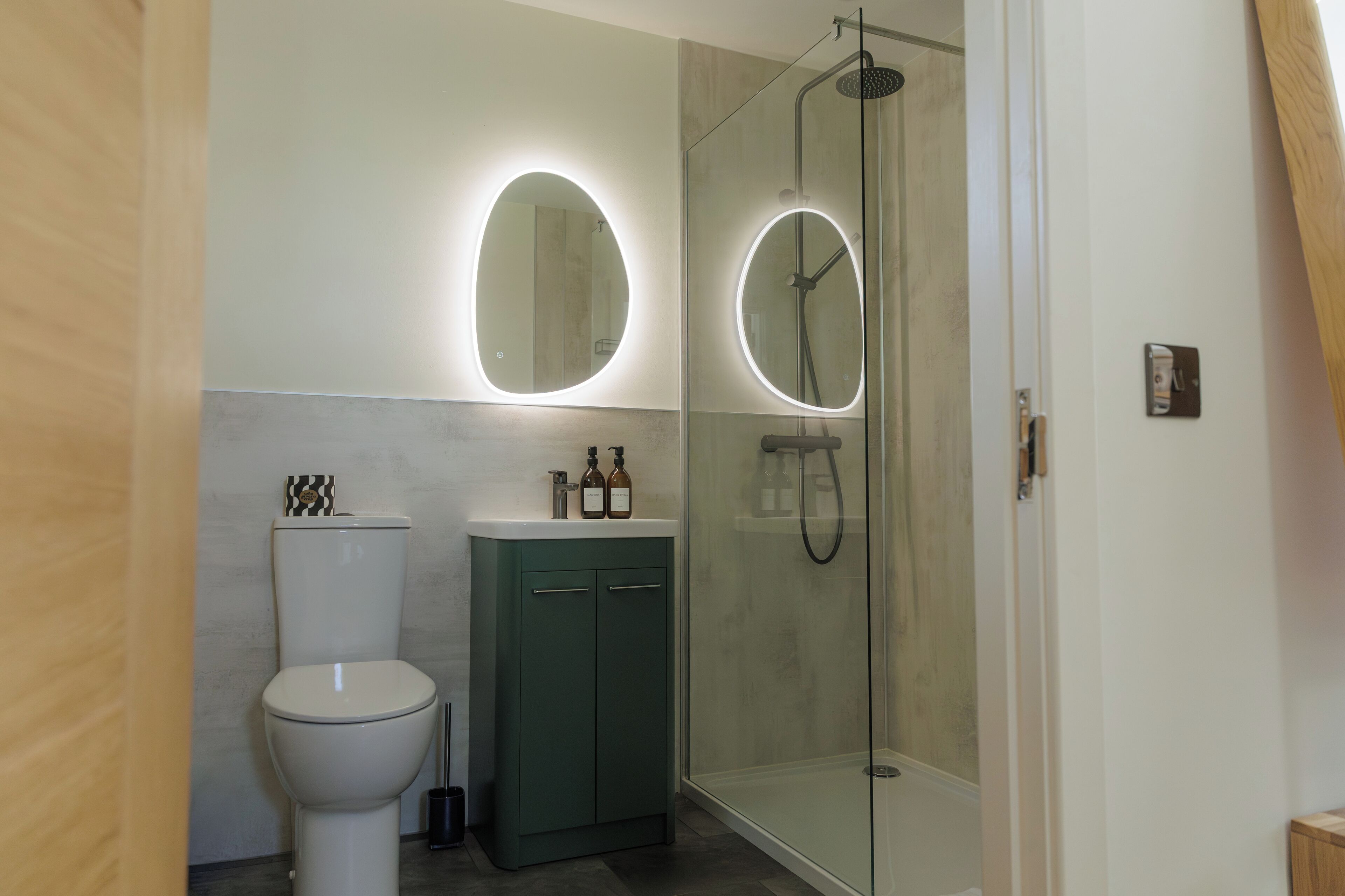 Shower, eco-friendly toiletries, hair dryer, towels