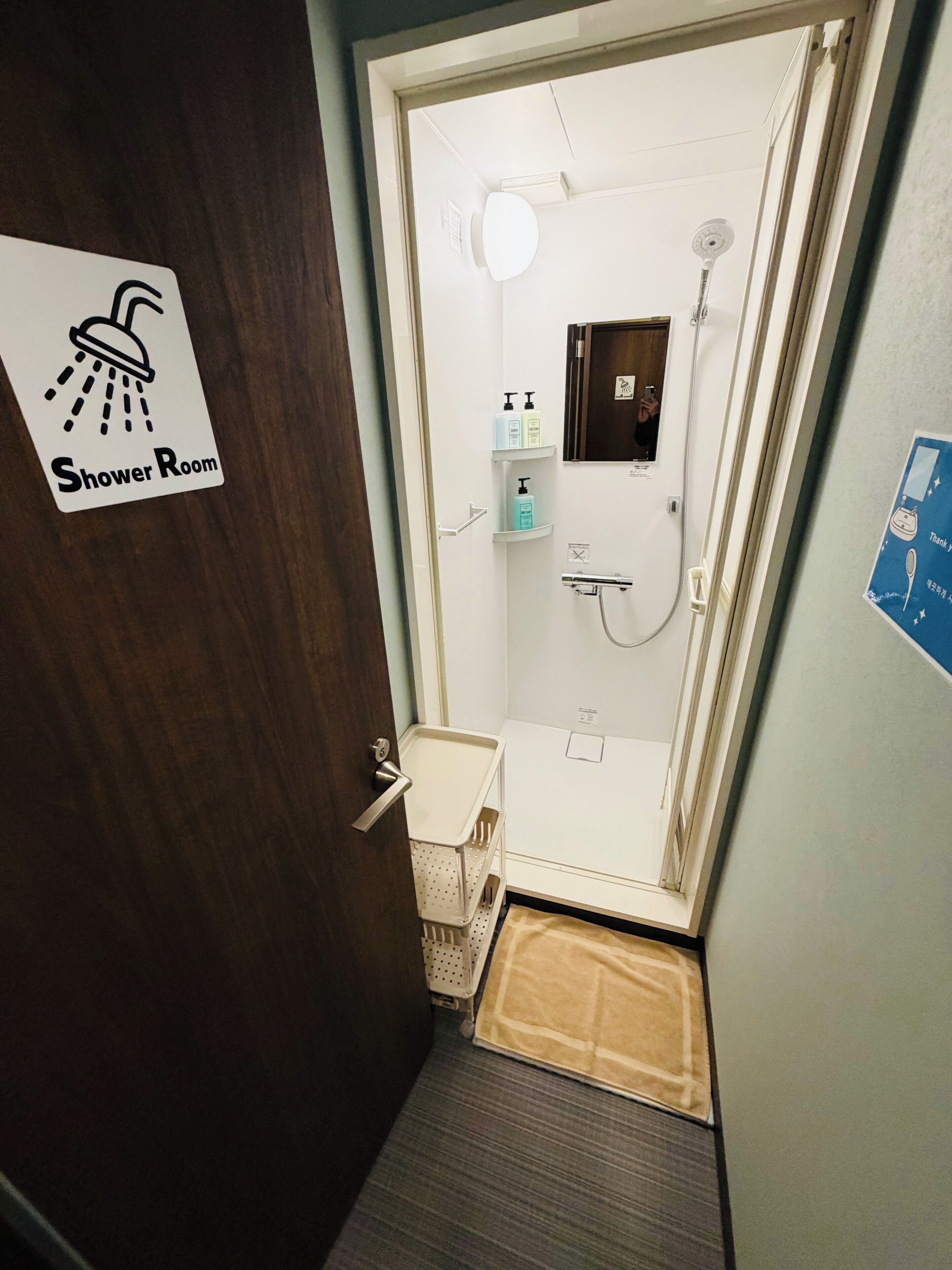 Shower, hair dryer, slippers, bidet