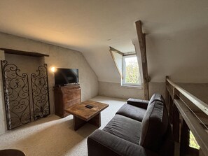 TV, fireplace - Peaceful 8-person cottage with garden near Le Pal Park (Diou)