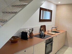 Fridge, microwave, dishwasher