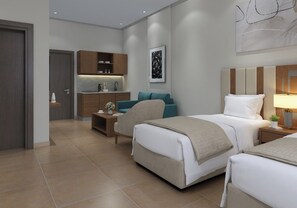 Habitación Deluxe con 1 cama doble o 2 individuales, vistas a la ciudad | Sábanas de algodón egipcio y ropa de cama de alta calidad