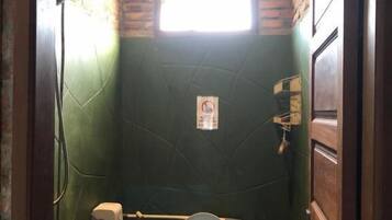 Shower, towels, soap, shampoo