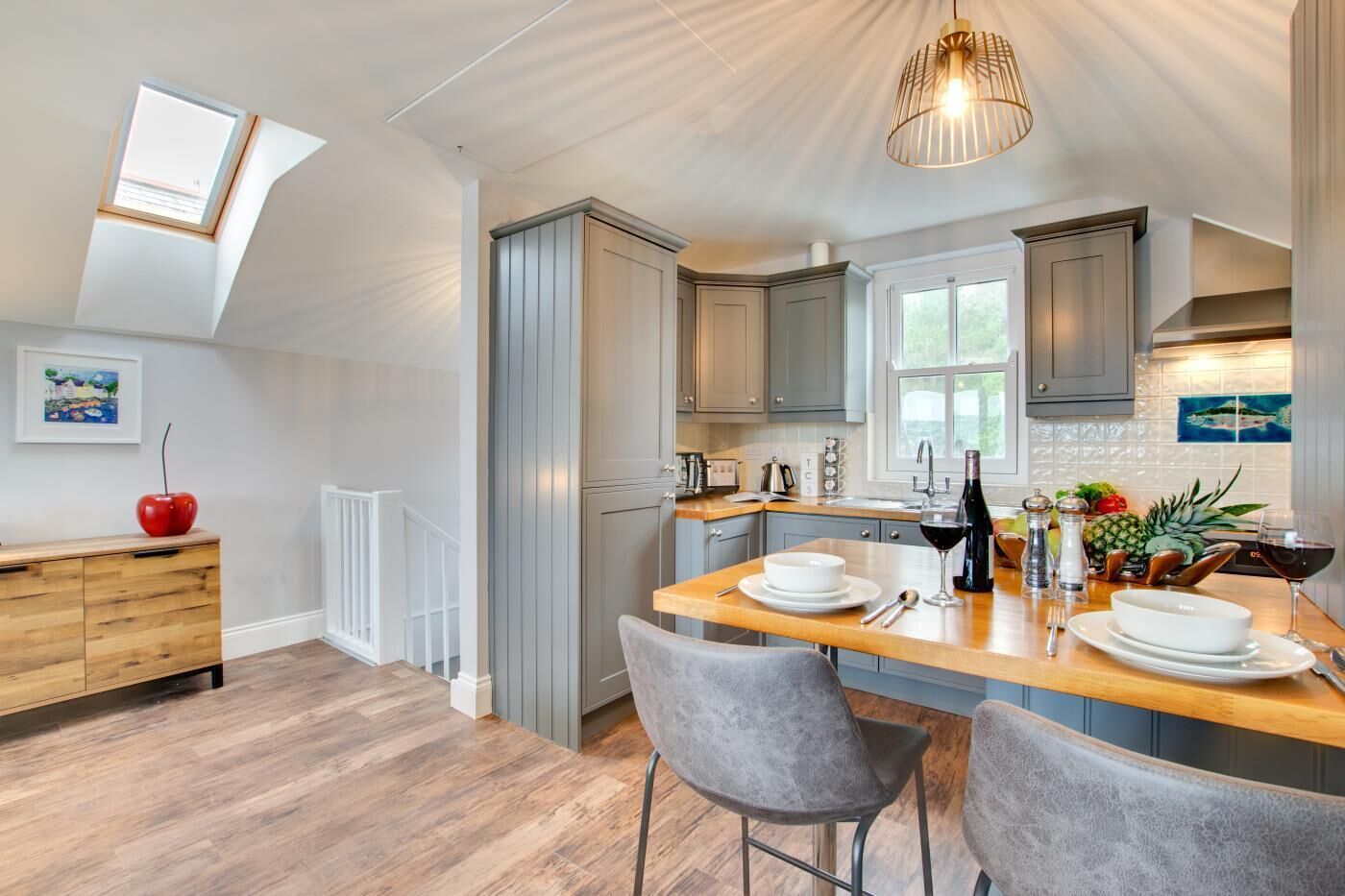 Microwave, oven, dishwasher, high chair