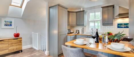 Microwave, oven, dishwasher, high chair