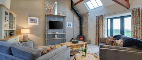 TV, fireplace