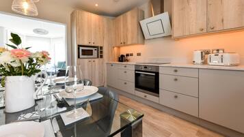 Microwave, oven, dishwasher, high chair